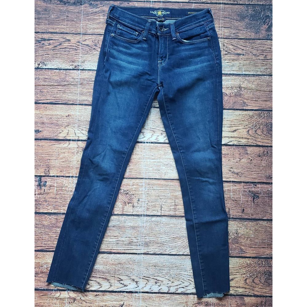 Lucky Brand Brooke Skinny Dark Blue Wash Raw Hem Ankle Jeans